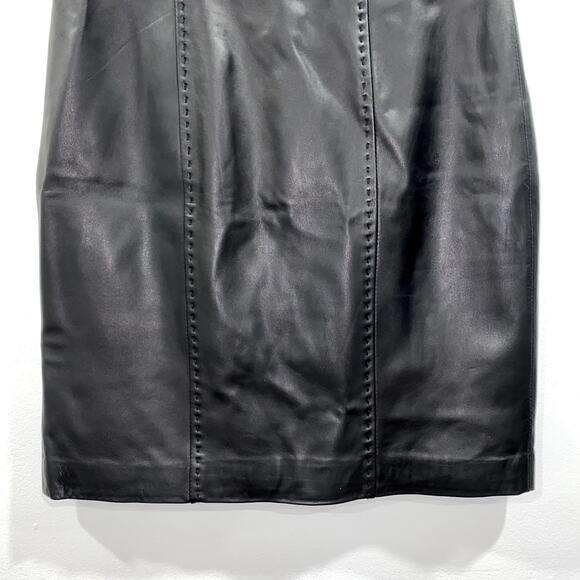 Black Leather Skirt Knee Length Size 6 Petite - Picture 3 of 12